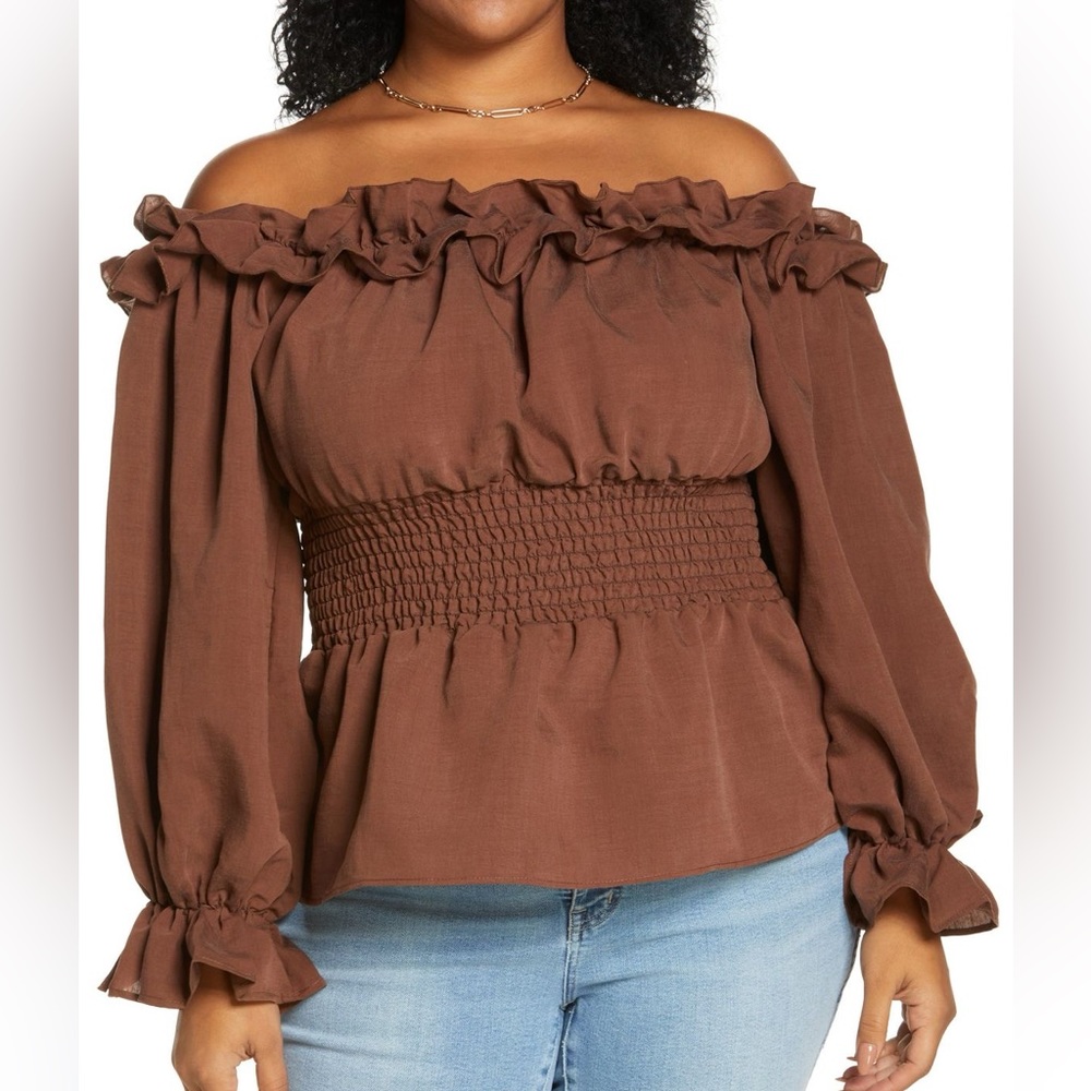 EUC Ruffle Off The Shoulder Bardot Top in 16W.